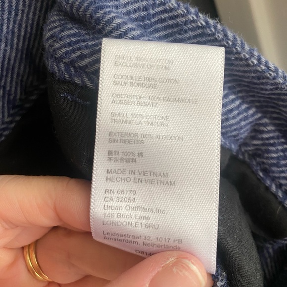 Urban Outfitters High-Rise Wide Leg Herringbone Trouser Pants Blue-Size S - Picture 8 of 9